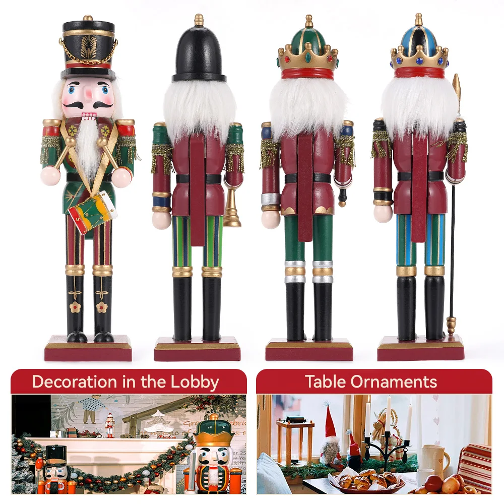 30cm Nutcracker Puppet Soldier Ornament Doll Merry Christmas Decoration Creative Gift Wooden Handicrafts Desktop Cute Ornament - Image 6