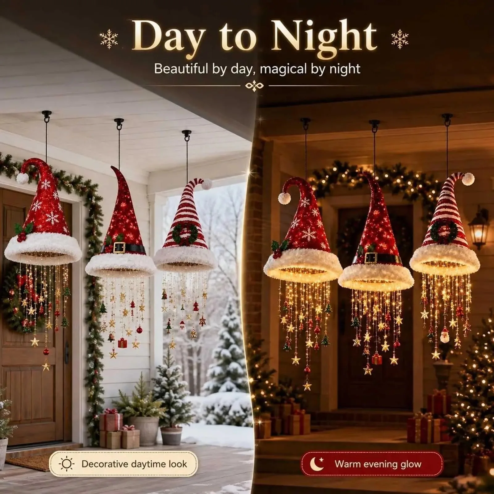 DIY Lighted Santa Hat Chandelier – Warm LED Hanging Christmas Ornament - Image 5