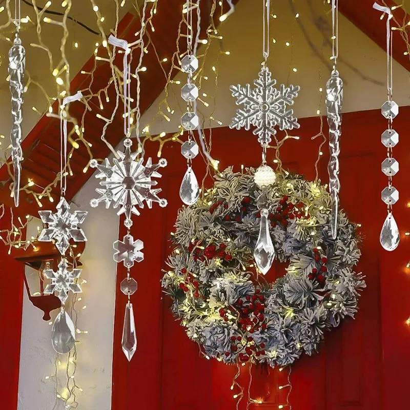 Sparkling Snowflake Ornaments, 10-Piece Set – Glitter Christmas Tree Decor - Image 2