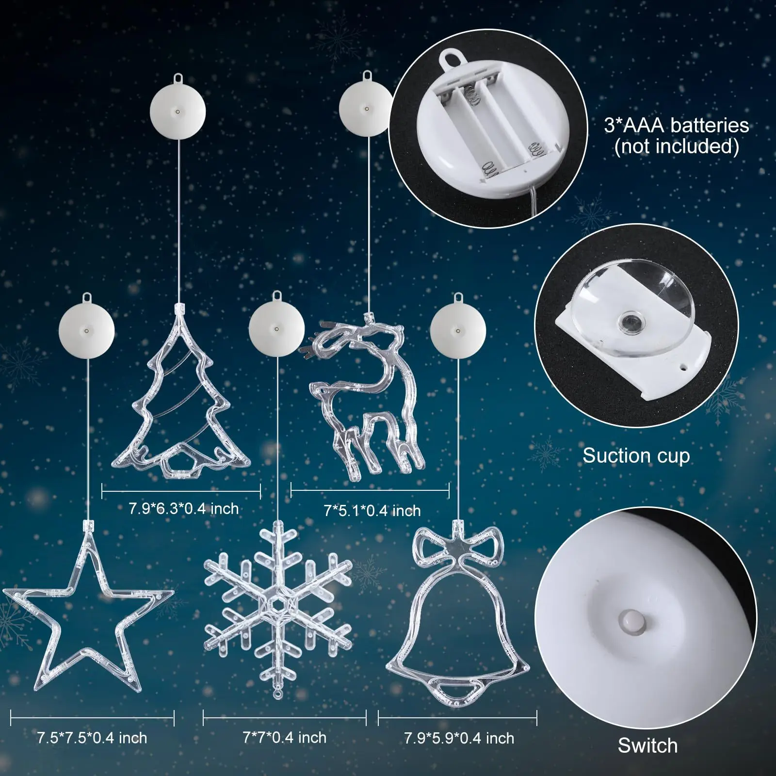 Christmas LED Light Snowflake Santa Hanging Battery-operated Window Ornaments Decoration for Home Xmas Navidad New Year Decor - Image 6