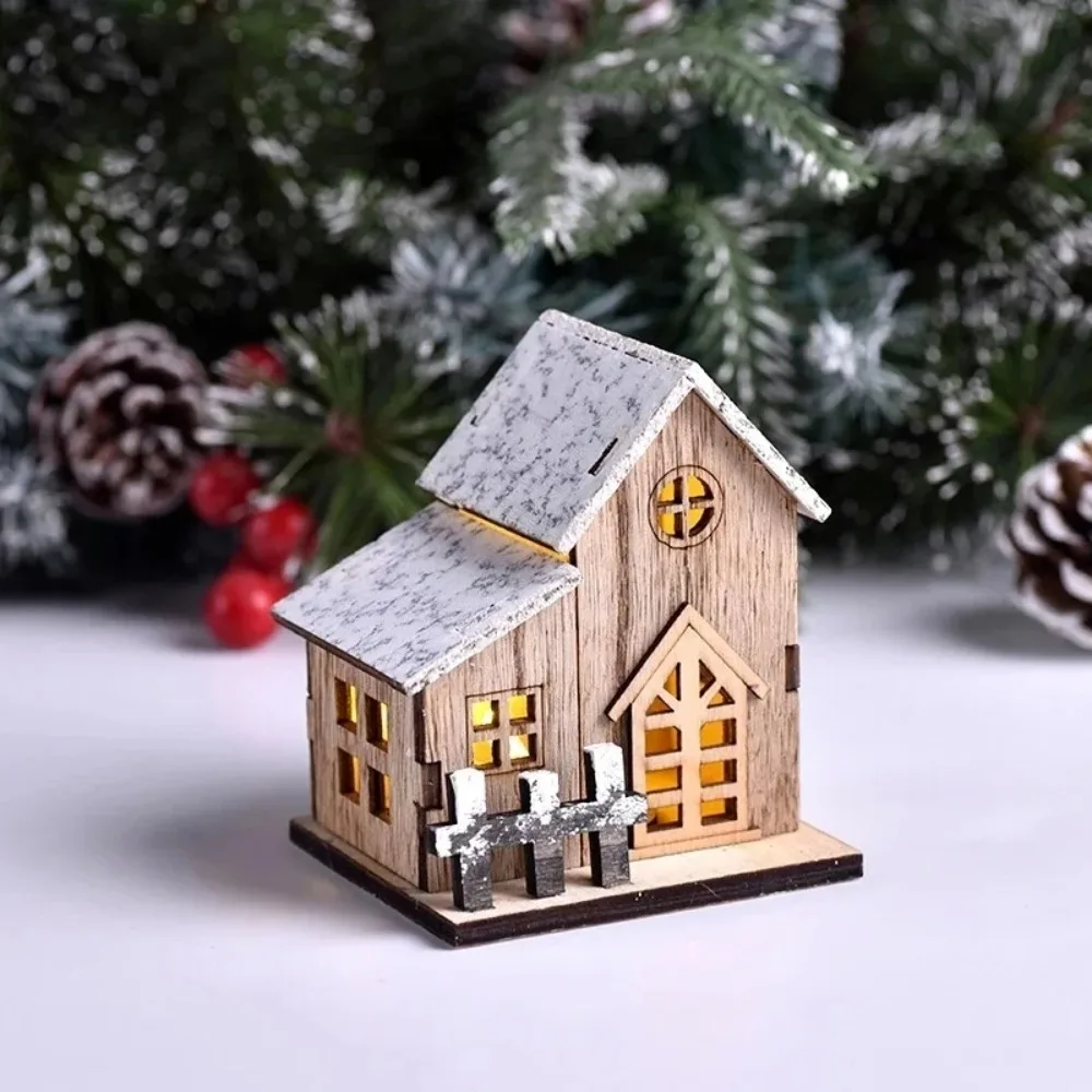 Christmas LED Light Wooden House Luminous Cabin Merry Christmas Decorations for Home DIY Xmas Tree Ornaments Kids Gifts New Year - Image 3