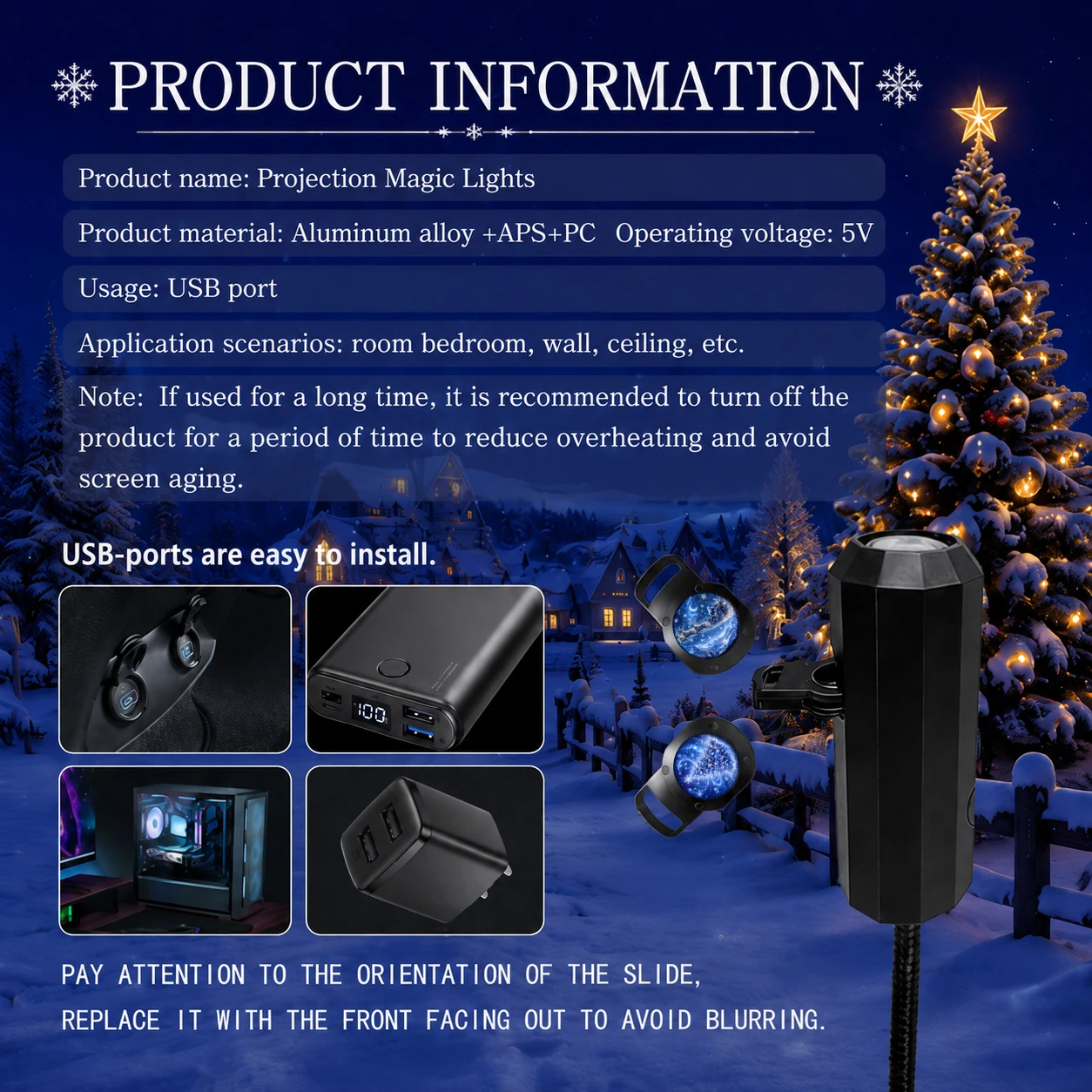 8 Christmas-Themed Projector Lights, USB-Powered Nightlights, Perfect for Creating a Festive Atmosphere in Your Room. - Image 6