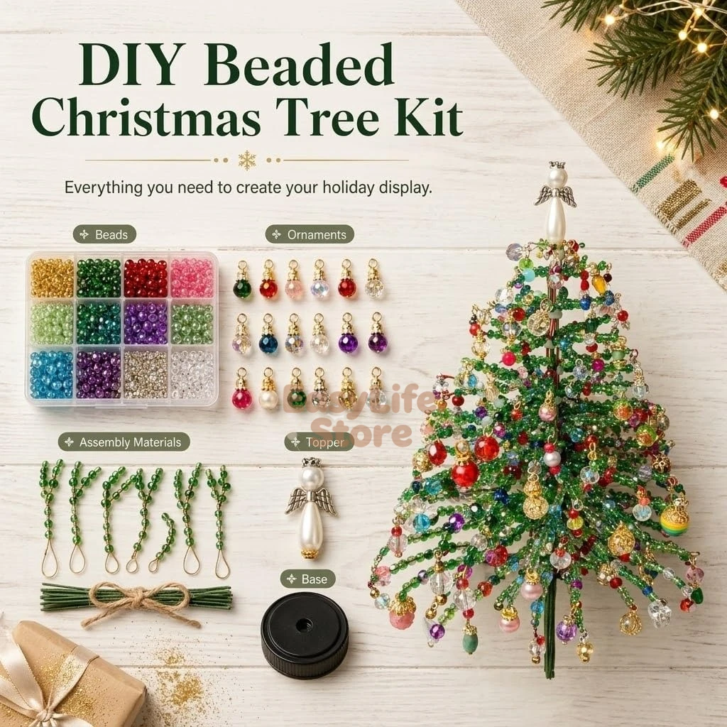 DIY Beaded Christmas Tree Kit – Crystal-Style Holiday Craft - Image 2