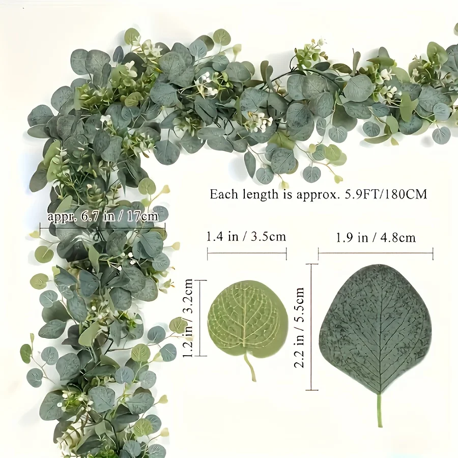 Artificial Eucalyptus Wreath Faux Green Vine Wall Hanging Garland for Indoor Outdoor Home Decor Seasons Holiday Wedding Party - Image 3