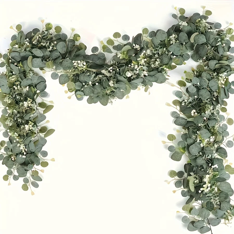 Artificial Eucalyptus Wreath Faux Green Vine Wall Hanging Garland for Indoor Outdoor Home Decor Seasons Holiday Wedding Party - Image 4
