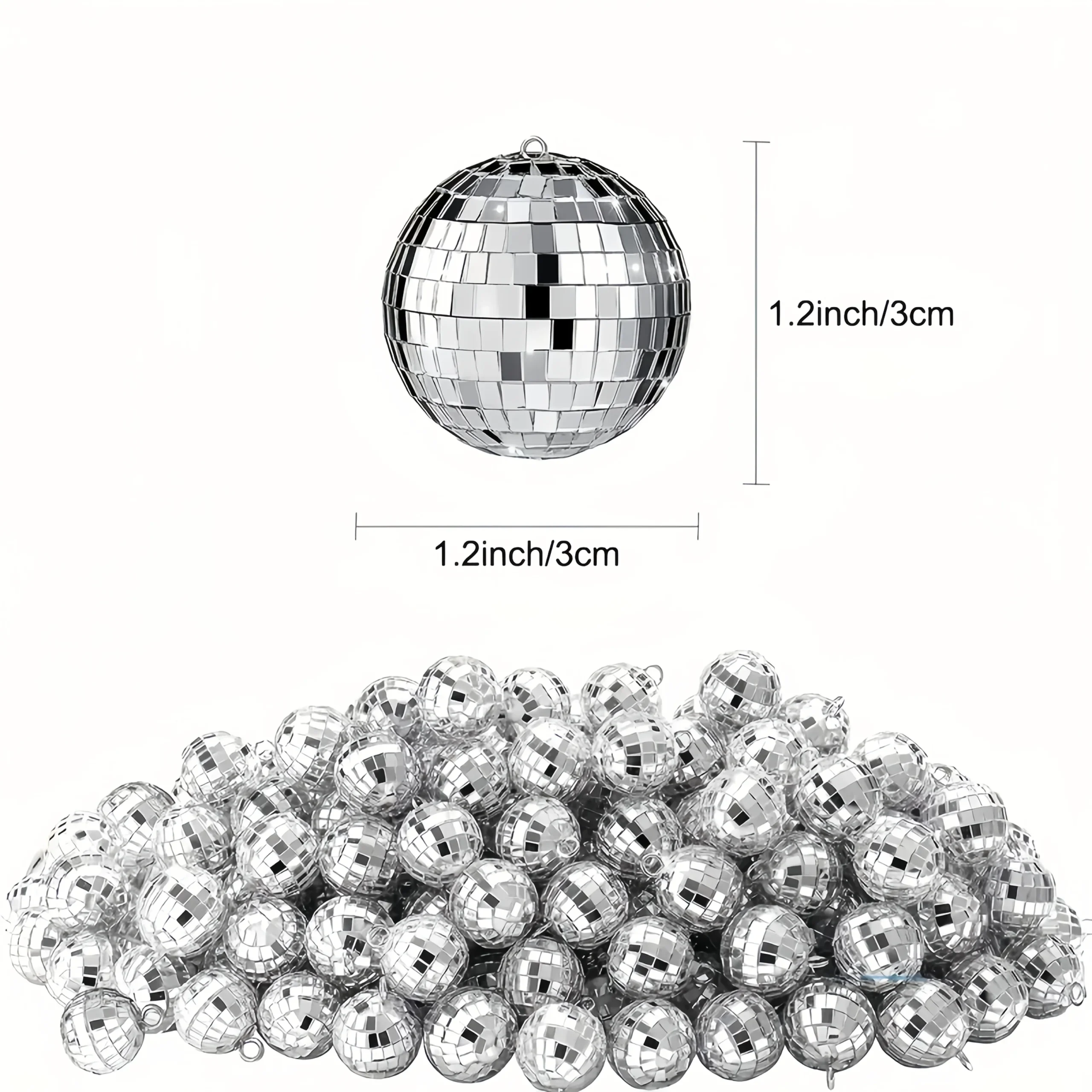 Mini Disco Mirror Ball Ornaments, 12-Piece Set – Silver Party Decor - Image 2