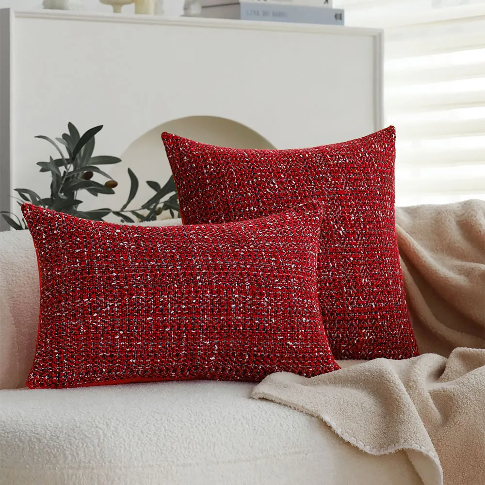Red Knitted Christmas Cushion Cover for Sofa & Bed