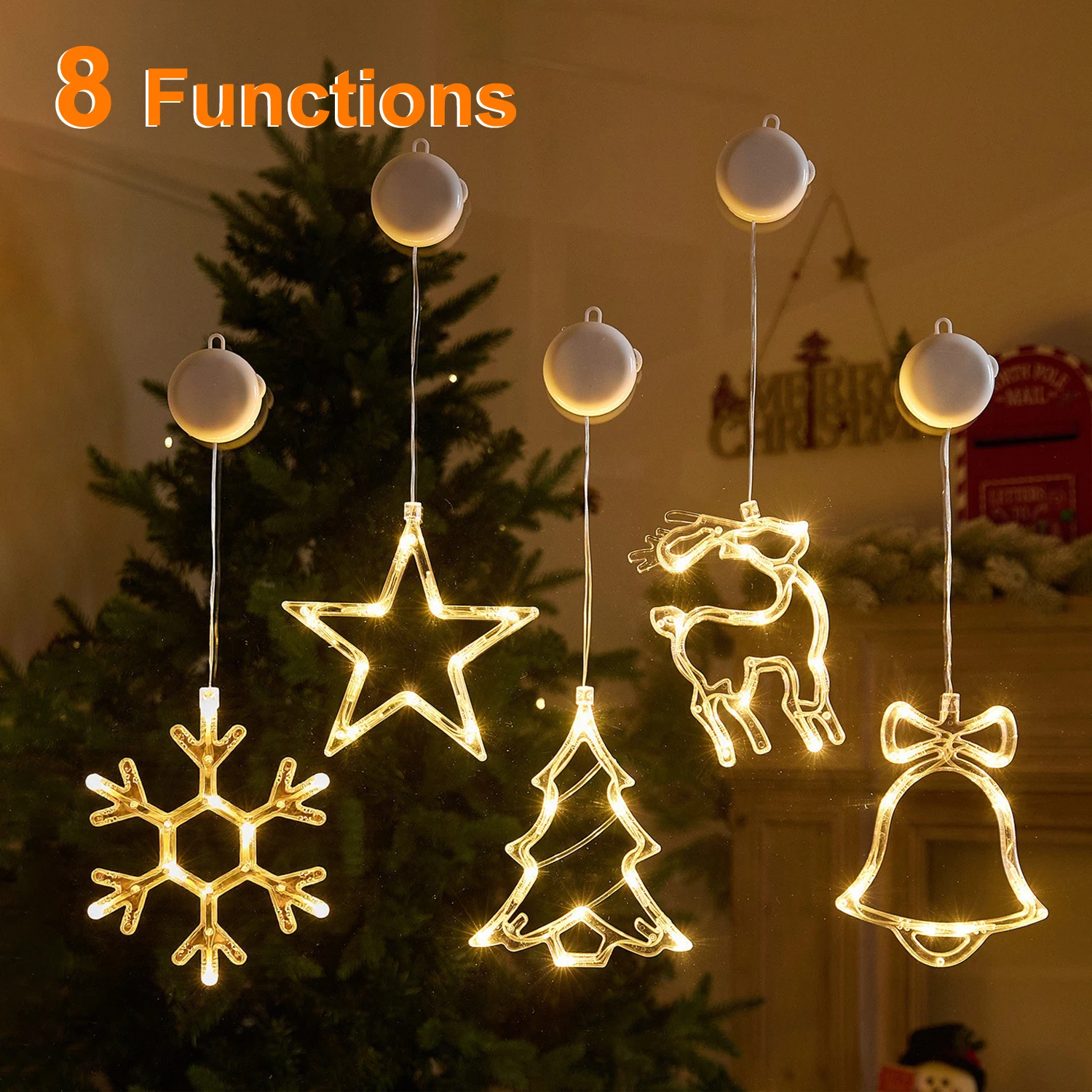 Christmas LED Light Snowflake Santa Hanging Battery-operated Window Ornaments Decoration for Home Xmas Navidad New Year Decor - Image 2