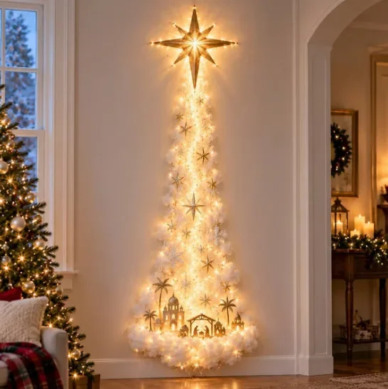 Christmas Magic Trail Wall Light-LED Glowing Christmas Scene Wall Decoration,Santa Sleigh Reindeer Hanging Decoration for Party - Image 13