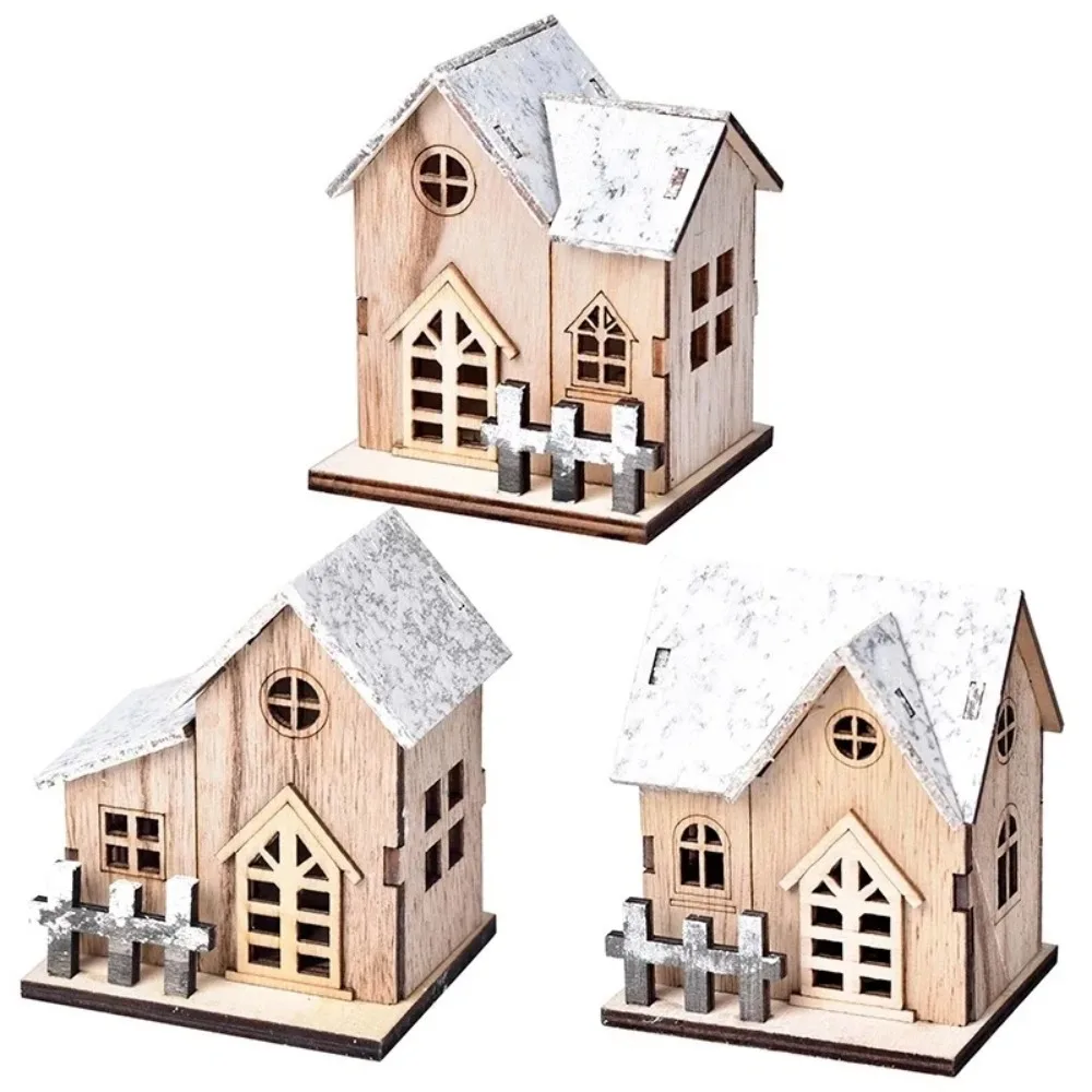 Christmas LED Light Wooden House Luminous Cabin Merry Christmas Decorations for Home DIY Xmas Tree Ornaments Kids Gifts New Year - Image 4