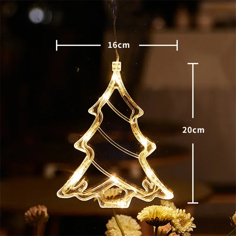 Christmas LED Light Snowflake Santa Hanging Battery-operated Window Ornaments Decoration for Home Xmas Navidad New Year Decor - Image 12