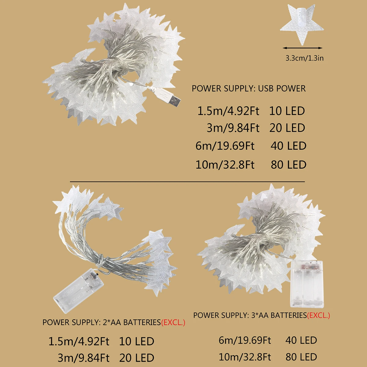 LED Star Fairy Lights Outdoor Chain Lights Garland Bulb String Lights Party Home Wedding Terrace Garden Christmas Decoration - Image 2
