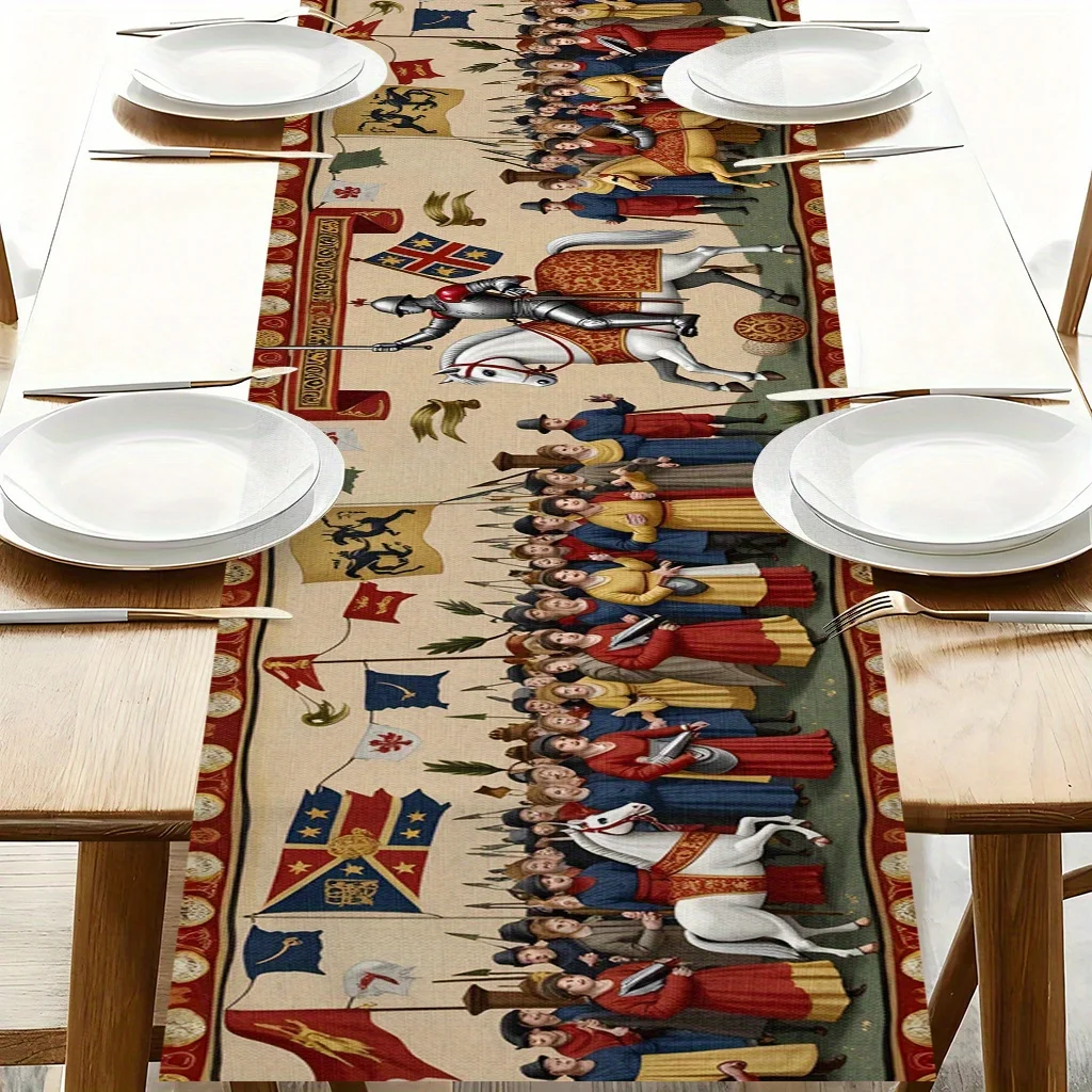 Medieval Knight Christmas Table Runner for Festive Dining - Image 2