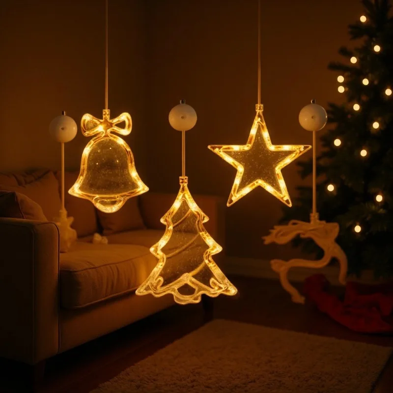 Christmas LED Light Snowflake Santa Hanging Battery-operated Window Ornaments Decoration for Home Xmas Navidad New Year Decor - Image 4
