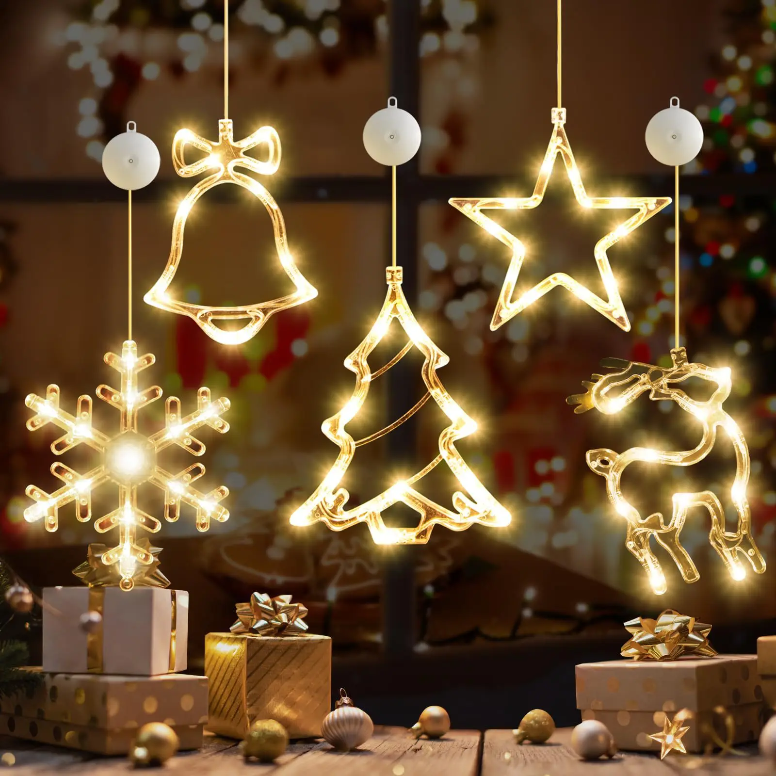 Christmas LED Light Snowflake Santa Hanging Battery-operated Window Ornaments Decoration for Home Xmas Navidad New Year Decor - Image 3