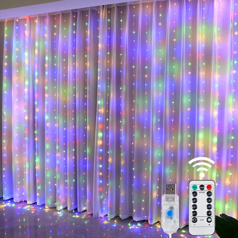 Christmas Lights LED Fairy String Curtain Lights 8 Mode Remote USB Festoon Christmas Decor For Home Holiday New Year Lamp - Image 8