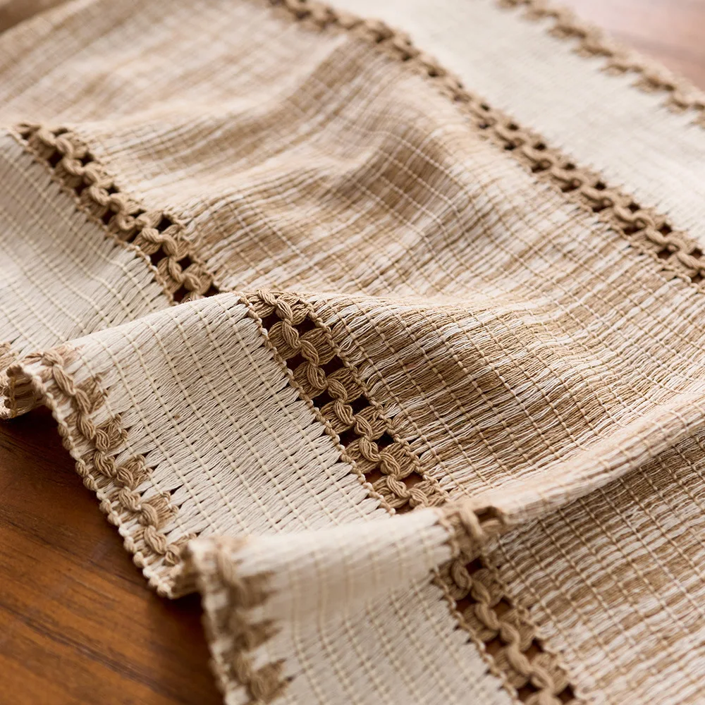 Striped Cotton Blend Table Runner with Tassels - Image 4