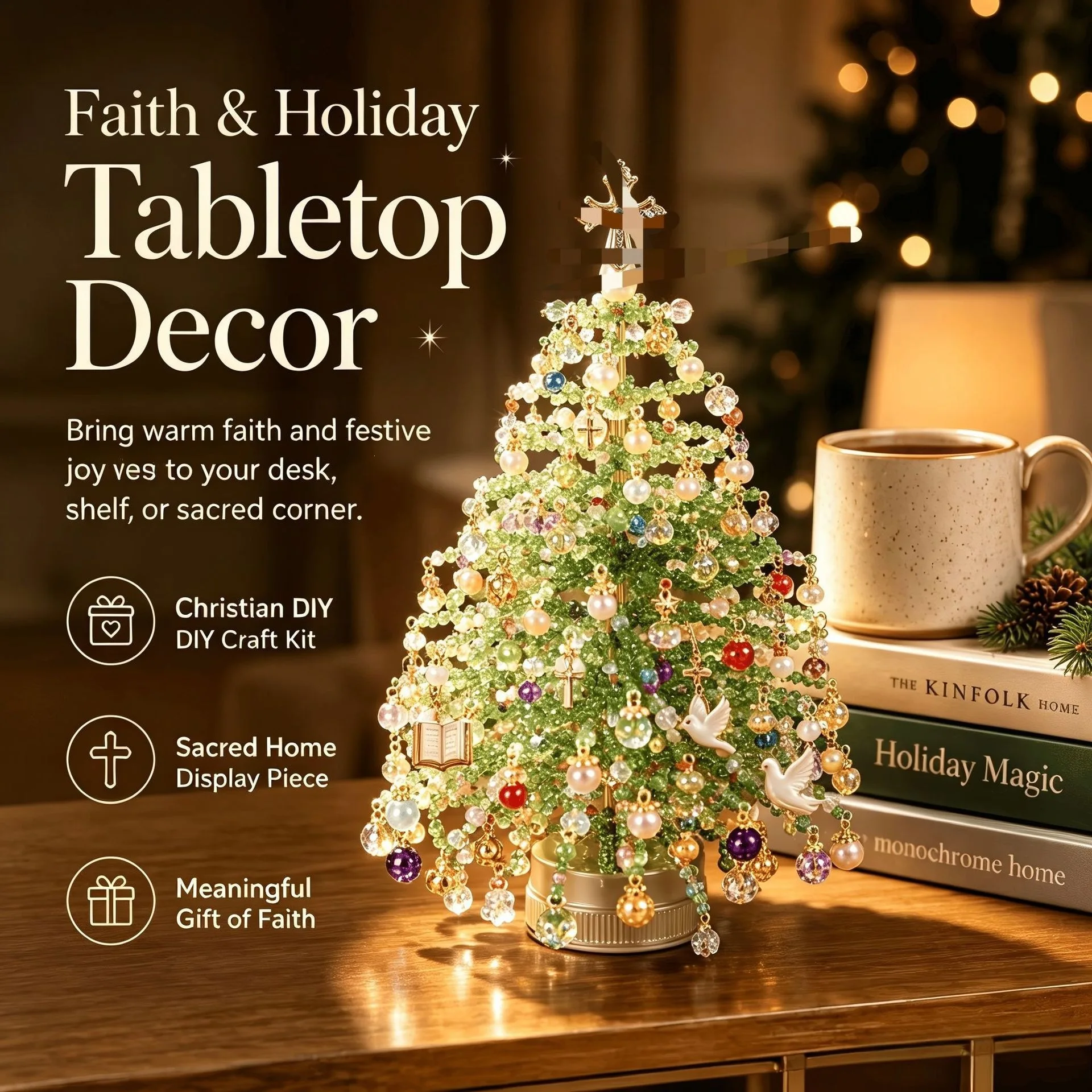DIY Beaded Christmas Tree Kit – Crystal-Style Holiday Craft - Image 8