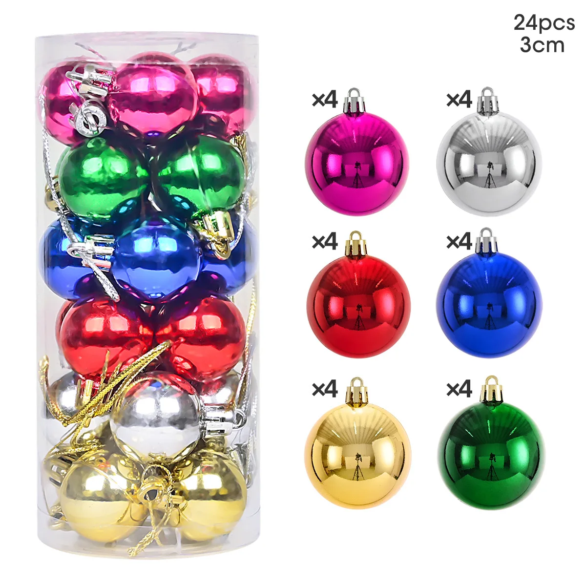 Mini Christmas Ball Ornaments, 24-Piece Set – 1.2 in Tree Baubles - Image 29