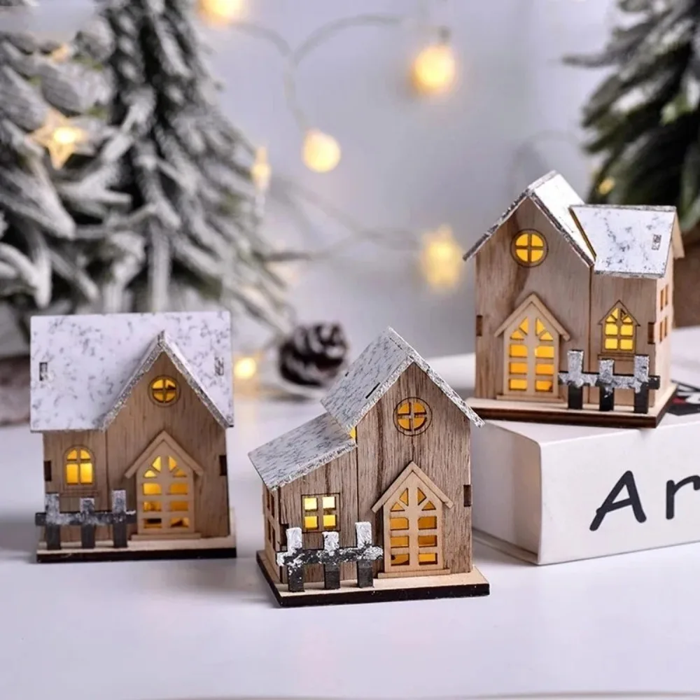Christmas LED Light Wooden House Luminous Cabin Merry Christmas Decorations for Home DIY Xmas Tree Ornaments Kids Gifts New Year - Image 2