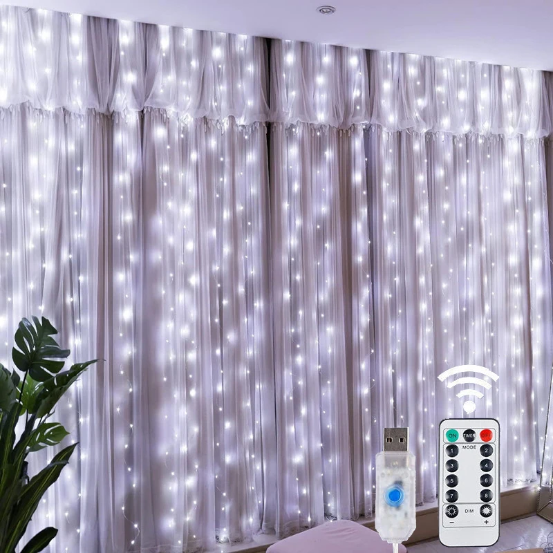Christmas Lights LED Fairy String Curtain Lights 8 Mode Remote USB Festoon Christmas Decor For Home Holiday New Year Lamp - Image 7