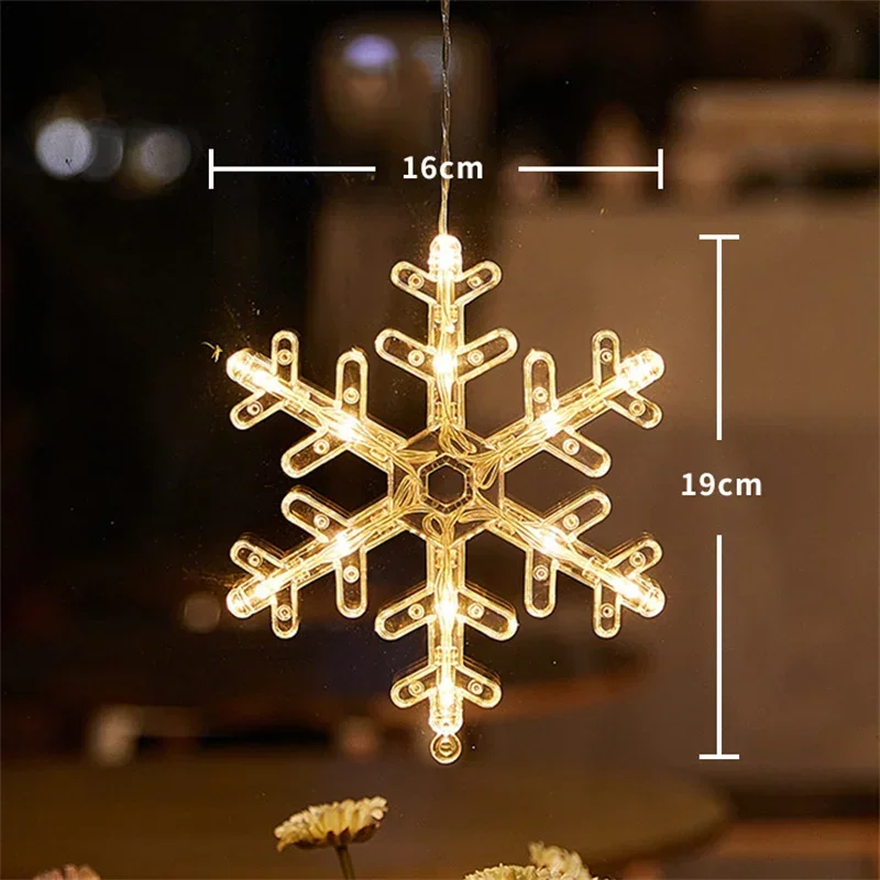 Christmas LED Light Snowflake Santa Hanging Battery-operated Window Ornaments Decoration for Home Xmas Navidad New Year Decor - Image 9