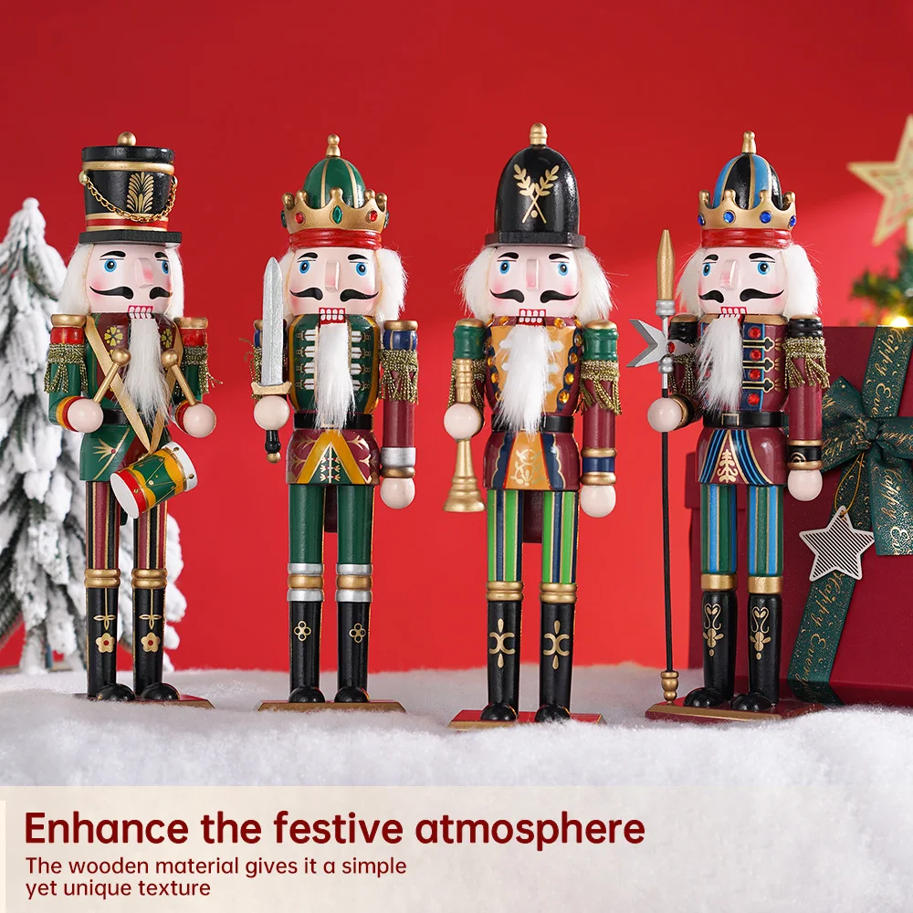 30cm Nutcracker Puppet Soldier Ornament Doll Merry Christmas Decoration Creative Gift Wooden Handicrafts Desktop Cute Ornament - Image 3