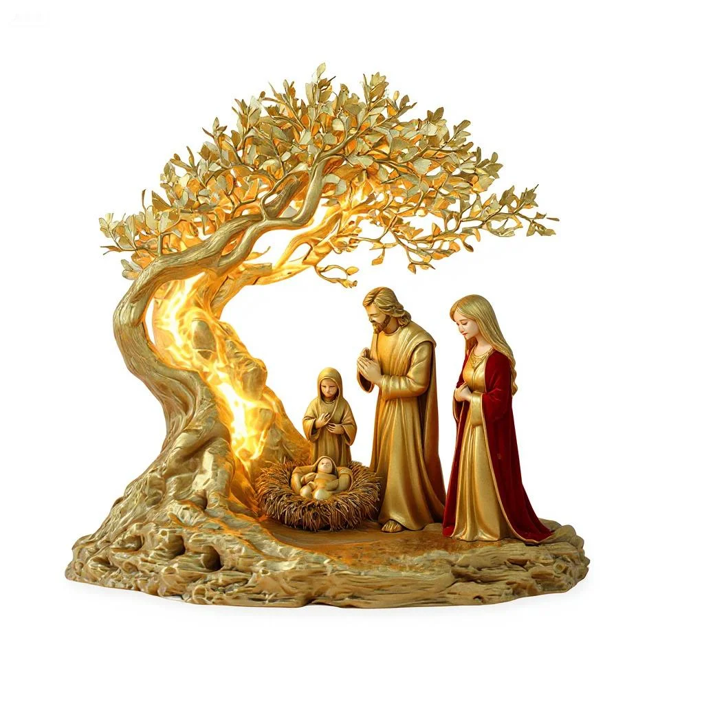 Nativity Scene Statue – Tabletop Christmas Decoration, Birth of Jesus Figurine - Image 3