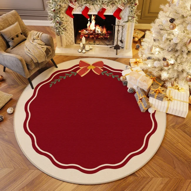 Round Christmas Tree Rug for Living Room & Bedroom
