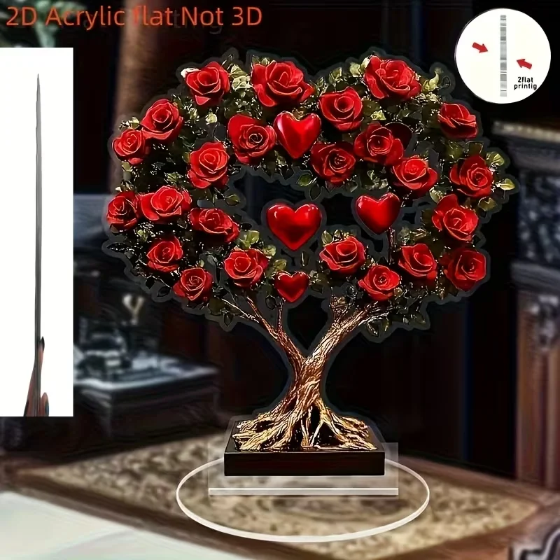 Acrylic Rose Heart Tree Tabletop Decoration - Image 3