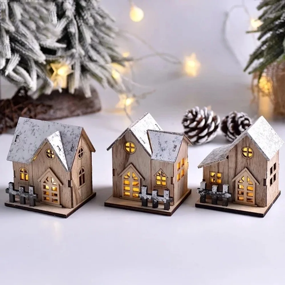 Christmas LED Light Wooden House Luminous Cabin Merry Christmas Decorations for Home DIY Xmas Tree Ornaments Kids Gifts New Year - Image 5