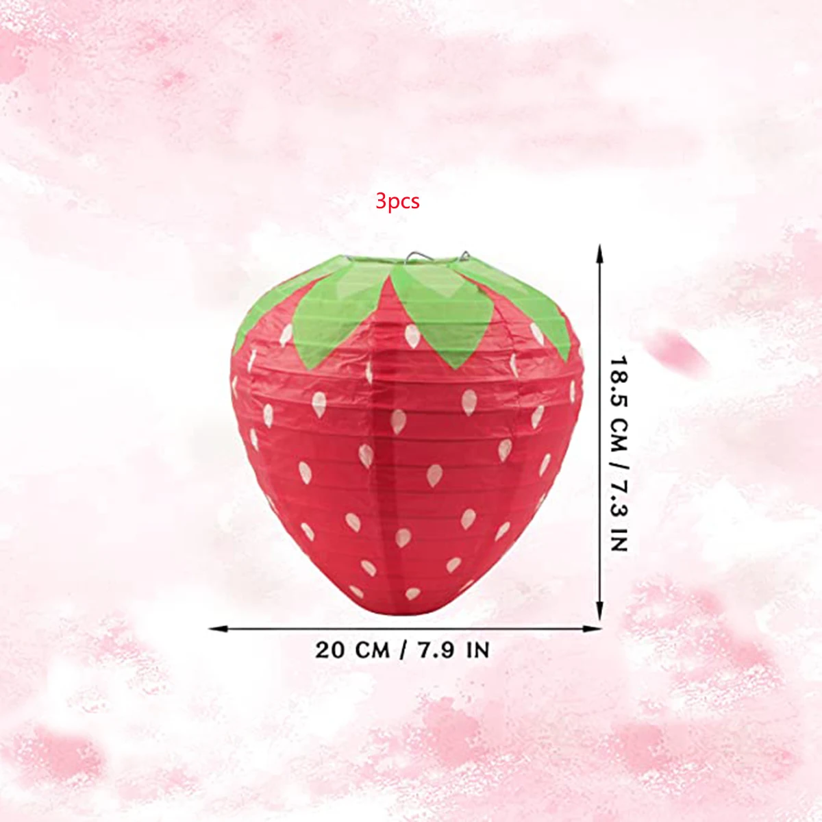 Strawberry Paper Lanterns, 3-Piece Set – 8 in Hanging Party Decor - Image 6
